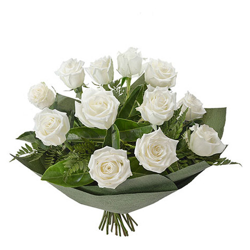 Bouquet of 12 Long Stemmed White Roses