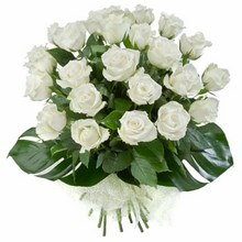 Bouquet of 24 Long Stemmed White Roses