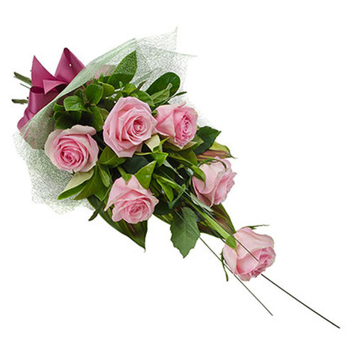 Bouquet of 6 Long Stemmed Pink Roses