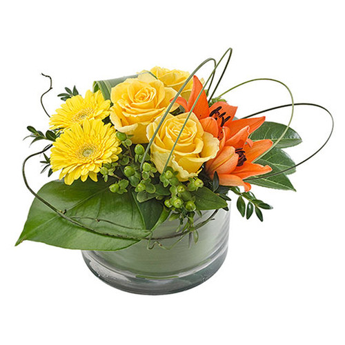 Modern Arrangement in a Low Glass Vase