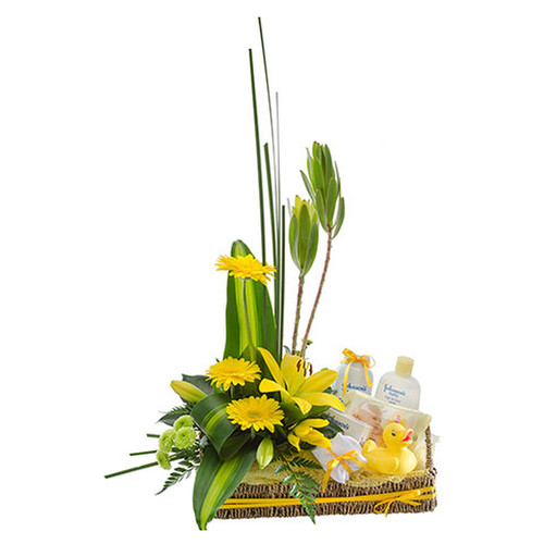 Flower Basket with Bath Time Baby Goods