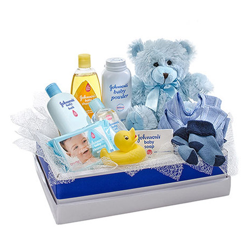 Teddy Bear with a Selection of Baby Care Goods