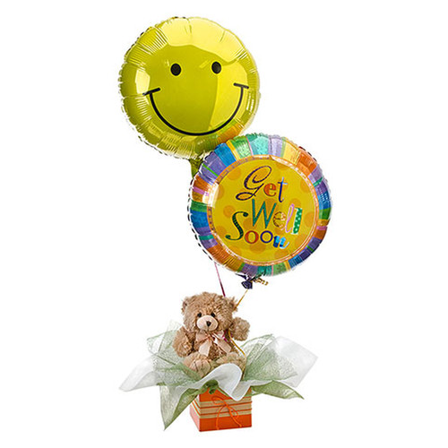 Teddy Bear with Helium Balloons