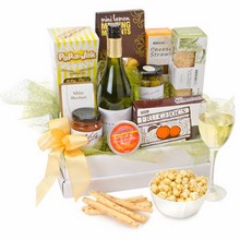 The name says it all! This hamper is literally bursting with sweet and savoury treats complemented by a bottle of quality Australian white wine.